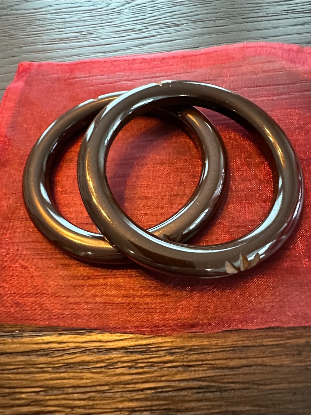 Vintage carved Bakelite bangle bracelets